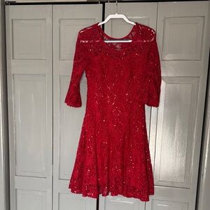 Elegant Red Lace Dress